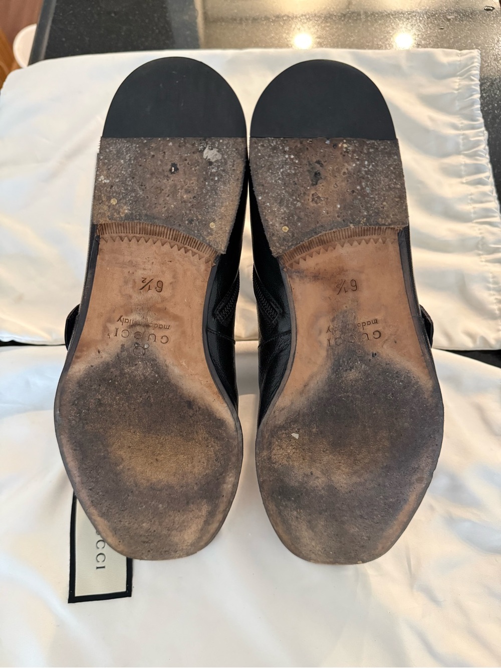 Gucci Black Leather Ankle Boots with Green and Red strap and Gold GG - Picture 8 of 10